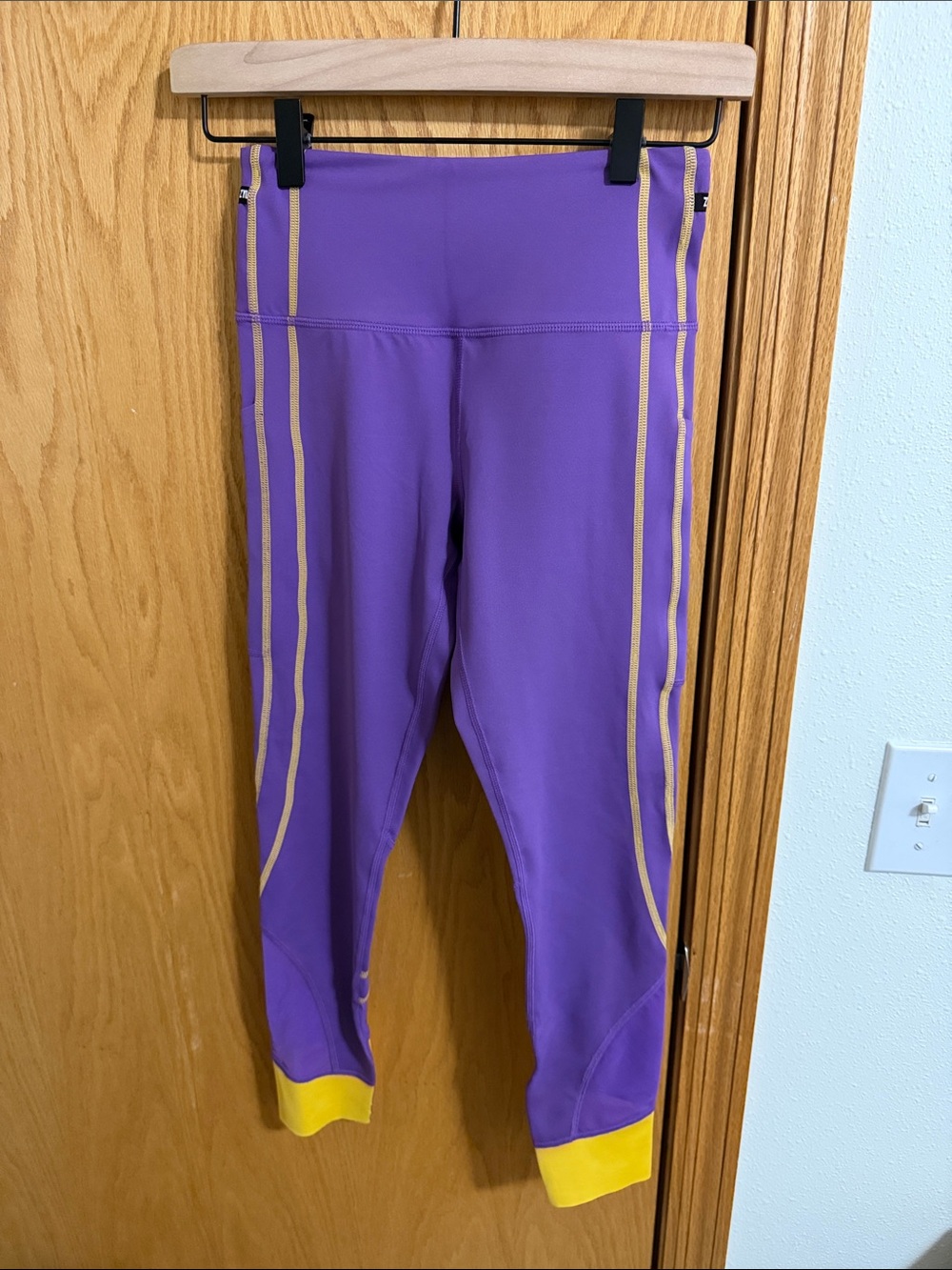 🎉Vikings Colors🎉 Purple Performance Leggings with Yellow Cuff Detail